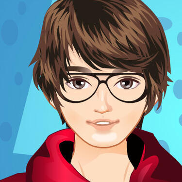 A doll maker portrait of a brown-haired young enby with glasses